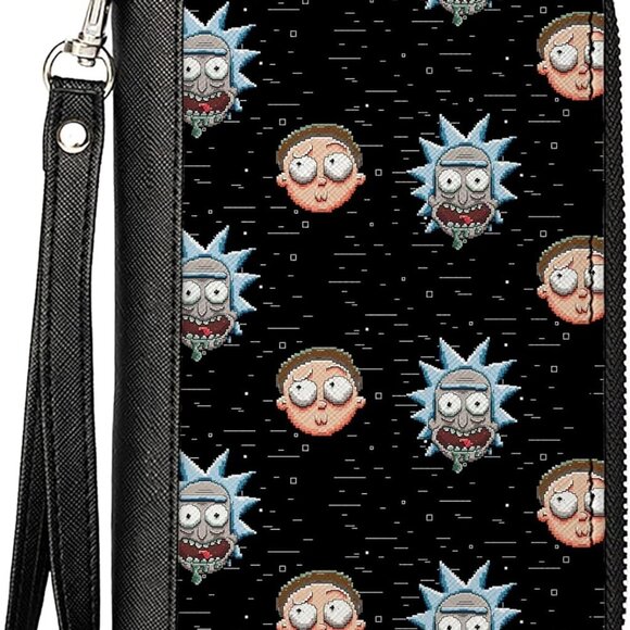 Women's PU Zip Around Wallet Rectangle-Rick and Morty, 7.5"x4.5" - Picture 1 of 9